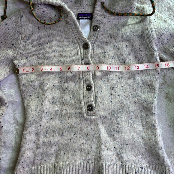 Patagonia Women’s Ranchito Speckled Wool Blend Cream Hooded Sweater, Size S - Picture 6 of 8